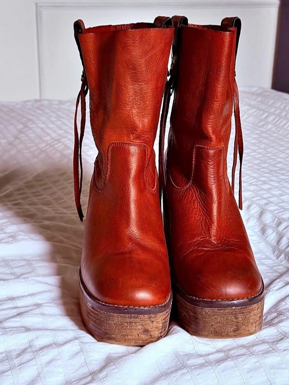 Free People RARE Platform Ankle Boots Rust Brown EU 39 - Picture 2 of 6